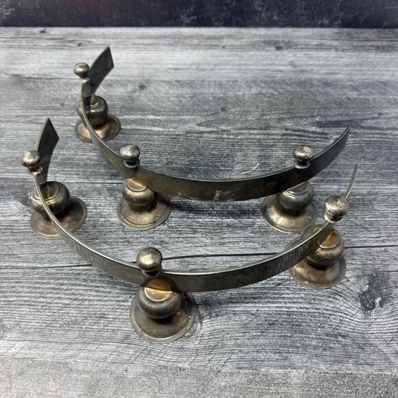 Antique Vintage Pair of Art Deco Silverplate Taper Candlestick Holders 3” H